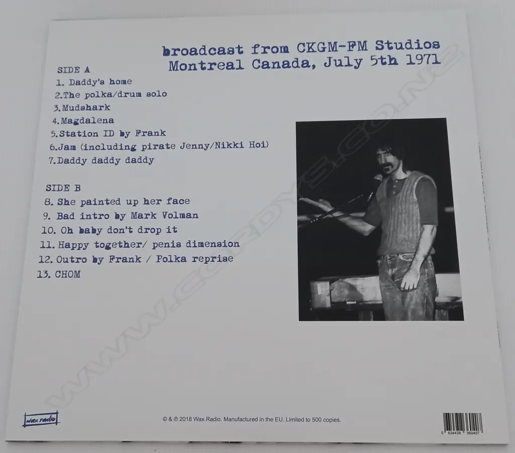 Frank Zappa, Live Montreal 1971 Image 1++